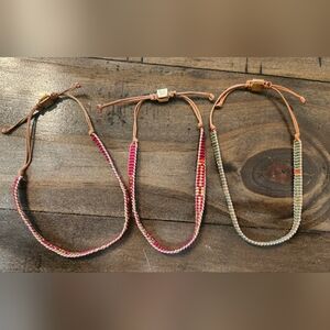 3 Rustic Cuff Woven And Beaded Friendship Bracelet